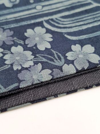 Ceinture japonaise en coton réversible motifs Koi Bleu 7
