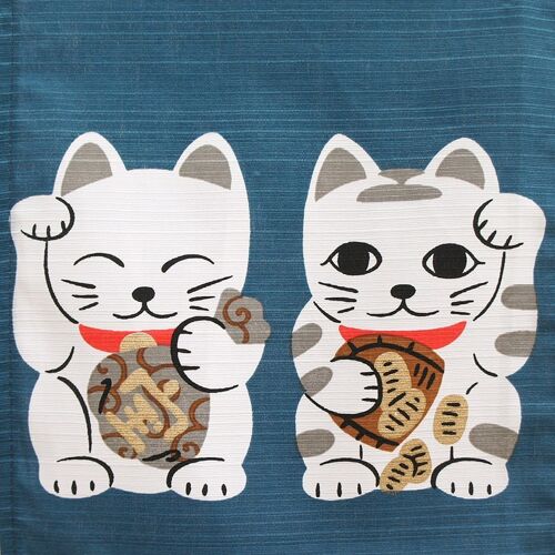 COS3012 Noren rideaux de porte japonais Bleu motif Maneki-neko, japon tapisserie rideau de fenêtre