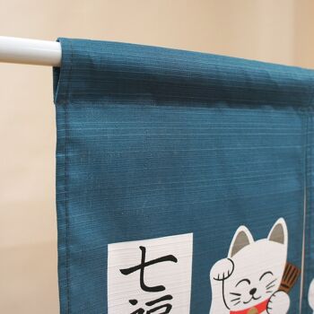 COS3012 Noren rideaux de porte japonais Bleu motif Maneki-neko, japon tapisserie rideau de fenêtre 2