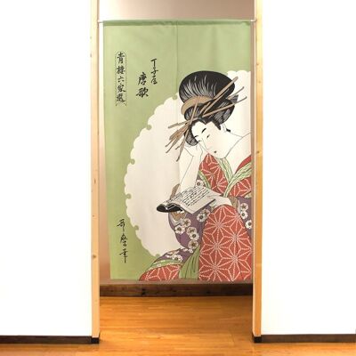 COS2066 Noren cortinas de puerta japonesas patrón de Geisha del pintor Utamaro, cortina de ventana de tapiz japonés