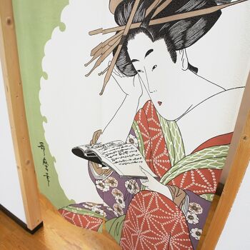 COS2066 Noren rideaux de porte japonais motif Geisha du peintre Utamaro, japon tapisserie rideau de fenêtre 4
