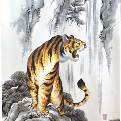 Noren tende per porte giapponesi con motivo tigre e cascata, tenda per finestra con arazzo giapponese