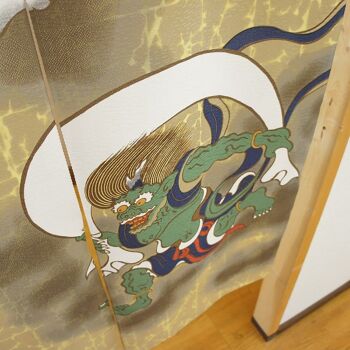 Noren rideaux de porte japonais motif Divinités Fujin et Raijin, japon tapisserie rideau de fenêtre 3