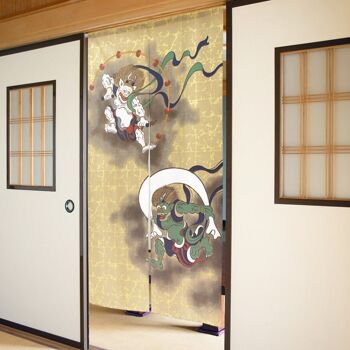 Noren rideaux de porte japonais motif Divinités Fujin et Raijin, japon tapisserie rideau de fenêtre 7