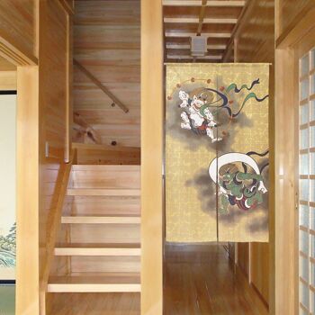 Noren rideaux de porte japonais motif Divinités Fujin et Raijin, japon tapisserie rideau de fenêtre 9