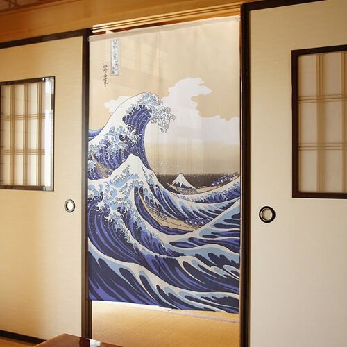 COS2047 Noren rideaux de porte japonais Motif Vague Hokusai tapisserie rideau de fenêtre