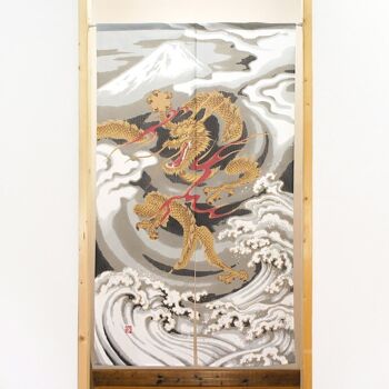 COS2049 Noren rideaux de porte japonais motif Dragon & Vagues, japon tapisserie rideau de fenêtre 1