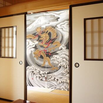 COS2049 Noren rideaux de porte japonais motif Dragon & Vagues, japon tapisserie rideau de fenêtre 6