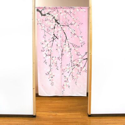 COS2045 Noren cortinas de puerta japonesas patrón flores de cerezo llorones