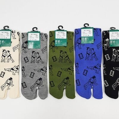 Chaussettes Japonaises Tabi en Coton et Motif Sumotori Made in Japan Taille Fr 40 - 45