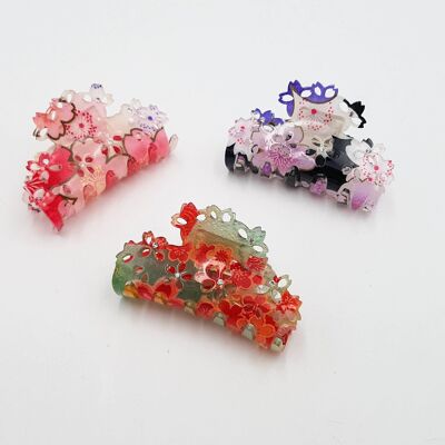 Pequeña pinza de pelo japonesa con tejido chirimen y resina