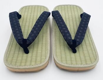 Zori man traditional sandals in straw, velvet and cotton, Japanese shoes with soles, kimono ornament geta - Motif Asanoha - Taille 30 3