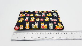 Pochette en tissu coton japonais motifs Shiba Daruma et Japon  à fermeture éclair 9