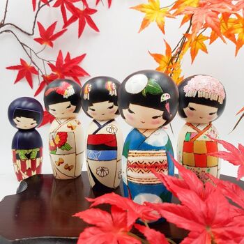 Poupée Kokeshi de collection Kiku-hime en bois, figurine fait main au Japon 4