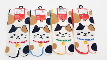 Chaussettes Japonaises Tabi en Coton et Motif Neko Chat Grognon Made in Japan Taille Fr 34 - 40 8