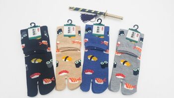Chaussettes japonaises Tabi Coton Sushi Pattern fabriquées au Japon Taille Fr 40 - 45 1