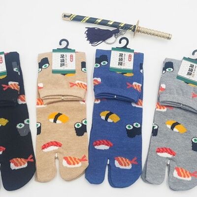 Japanische Socken mit Sushi-Muster aus Tabi-Baumwolle, hergestellt in Japan, Größe Fr 40–45