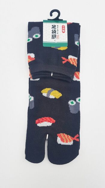 Chaussettes japonaises Tabi Coton Sushi Pattern fabriquées au Japon Taille Fr 40 - 45 3