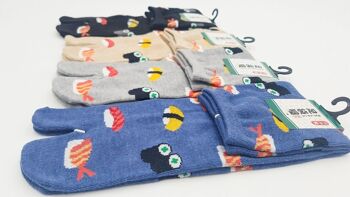 Chaussettes japonaises Tabi Coton Sushi Pattern fabriquées au Japon Taille Fr 40 - 45 4