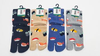 Chaussettes japonaises Tabi Coton Sushi Pattern fabriquées au Japon Taille Fr 40 - 45 5