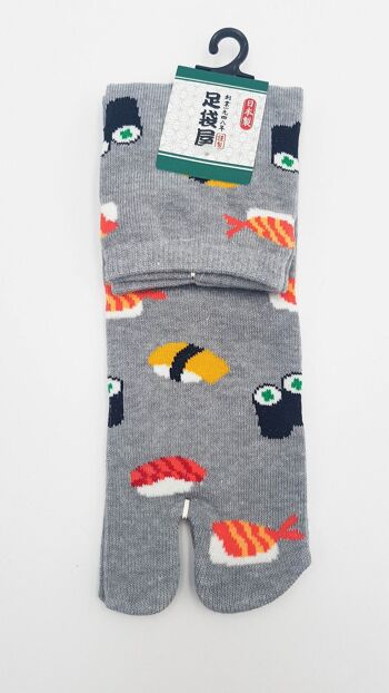 Chaussettes japonaises Tabi Coton Sushi Pattern fabriquées au Japon Taille Fr 40 - 45 7