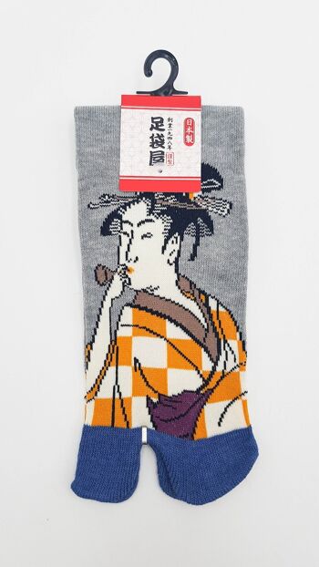 Chaussettes Japonaises Tabi en Coton et Motif Femme Japonaise Made in Japan Taille Fr 34 - 40 3