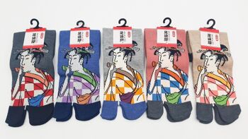 Chaussettes Japonaises Tabi en Coton et Motif Femme Japonaise Made in Japan Taille Fr 34 - 40 4