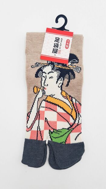 Chaussettes Japonaises Tabi en Coton et Motif Femme Japonaise Made in Japan Taille Fr 34 - 40 6