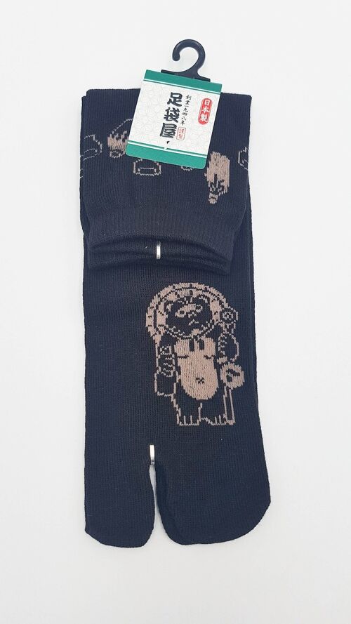 Chaussettes Japonaises Tabi en Coton et Motif Tanuki Made in Japan Taille Fr 40 - 45