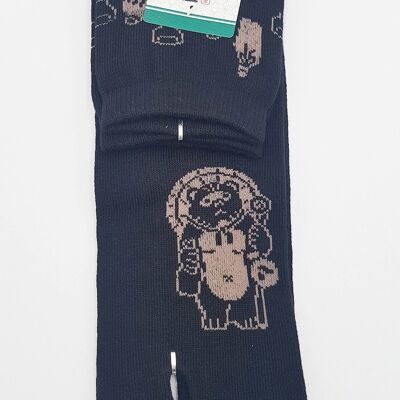 Japanese Tabi Socks in Cotton and Tanuki Pattern Made in Japan Size Fr 40 - 45