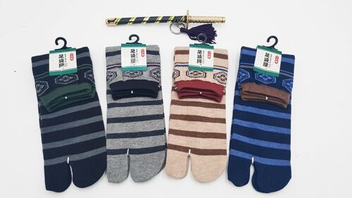 Japanese Tabi Cotton Socks and Pattern Stripes Made in Japan Size Fr 40 - 45