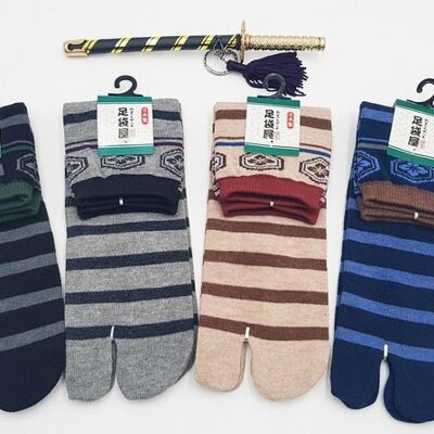 Japanische Tabi-Baumwollsocken und Musterstreifen Hergestellt in Japan Größe Fr 40 - 45