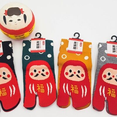 Japanische Tabi-Socken aus Baumwolle und Daruma-Muster Hergestellt in Japan Größe Fr 34 - 40