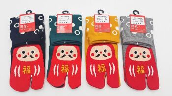 Chaussettes Japonaises Tabi en Coton et Motif Daruma Made in Japan Taille Fr 34 - 40 7