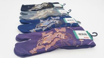 Chaussettes Japonaises Tabi en Coton et Motif Dieu du Tonnerre Raijin Made in Japan Taille Fr 40 - 45 4