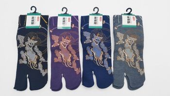 Chaussettes Japonaises Tabi en Coton et Motif Dieu du Tonnerre Raijin Made in Japan Taille Fr 40 - 45 7