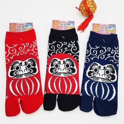 Japanische Tabi-Socken aus Baumwolle und Daruma-Muster, Größe Fr 40 - 45