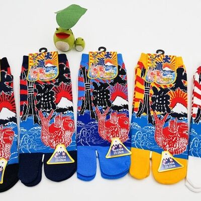 Japanese Tabi Socks in Cotton and Sea Bream Pattern Size Fr 40 - 45