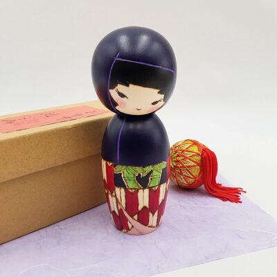 Bambola Kokeshi Ojyochu esclusiva statuetta in legno Giappone artigiano fatto a mano