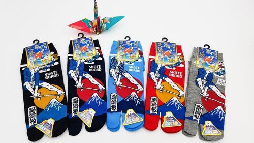 Chaussettes Japonaises Tabi en Coton et Motif Skateboard Taille Fr 40 - 45, socquette kutsushita geta accessoire kimono