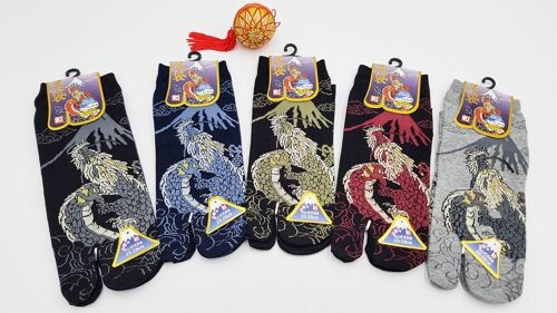 Chaussettes Japonaises Tabi en Coton et Motif Dragon Taille Fr 40 - 45