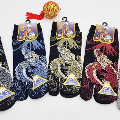 Chaussettes Japonaises Tabi en Coton et Motif Dragon Taille Fr 40 - 45