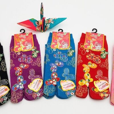 Tabi-Socken aus japanischer Baumwolle mit Schmetterlingsmuster, Größe Fr 34–40