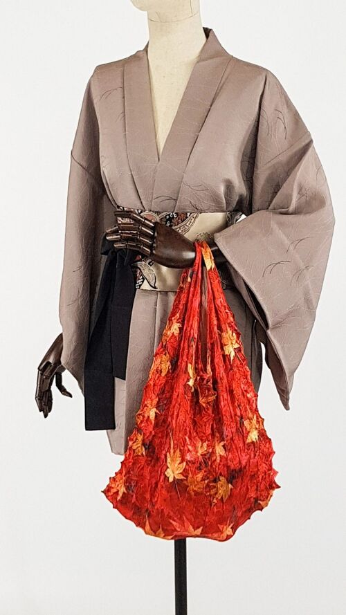 Shibori Tote Bag Washable and Reusable Handmade in Japan, Shopping Bag Durable Bulk Bag Maple Leaf Patterns