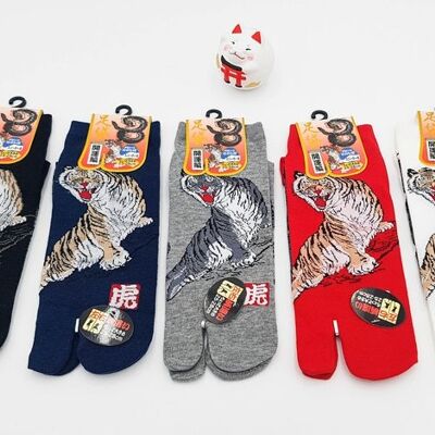 Japanese Tabi Cotton Socks with Tiger and Snake Pattern Size Fr 40 - 45