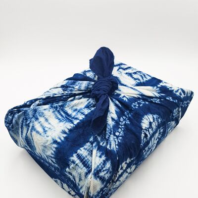 Confezione regalo Furoshiki in tessuto riutilizzabile con motivo conchiglie blu Kyoto