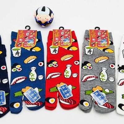 Japanische Tabi-Socken aus Baumwolle und Sushi & Maki-Muster Größe Fr 40 - 45