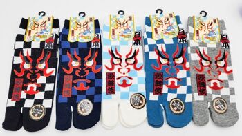 Chaussettes Japonaises Tabi en Coton et Motif Tête Kabuki & Damier Taille Fr 40 - 45 9