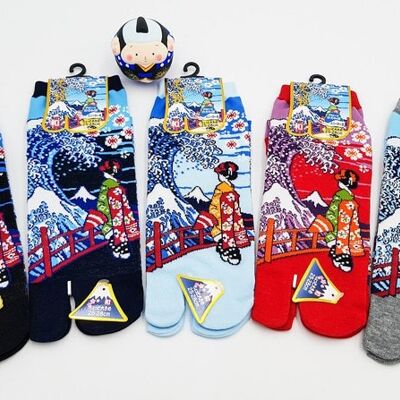 Japanische Tabi-Socken aus Baumwolle und Geisha-Muster Größe Fr 40 - 45