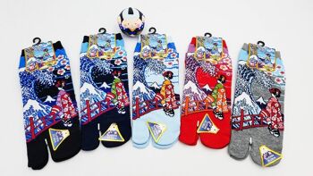 Chaussettes Japonaises Tabi en Coton et Motif Geisha Taille Fr 40 - 45 1